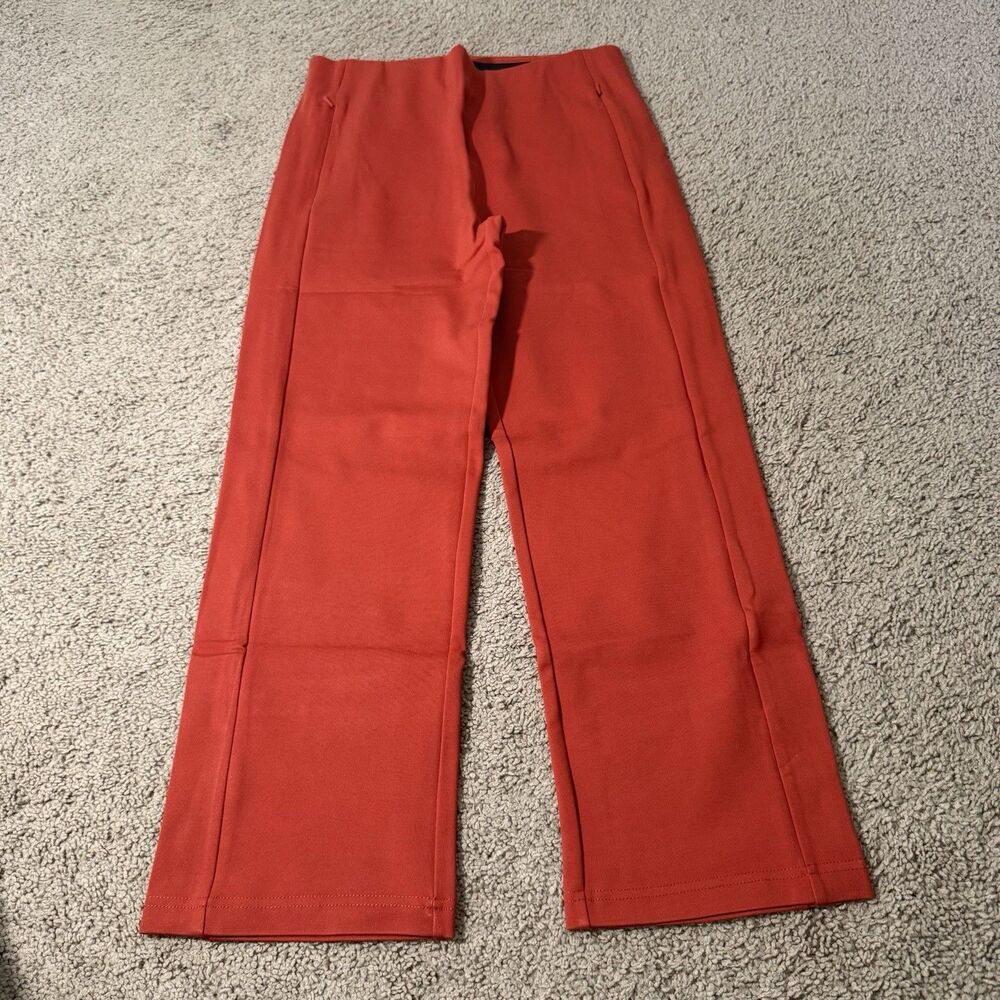 Betabrand Monroe Crop Trouser Pants Wide Leg Orange Pockets Pull On Career MP